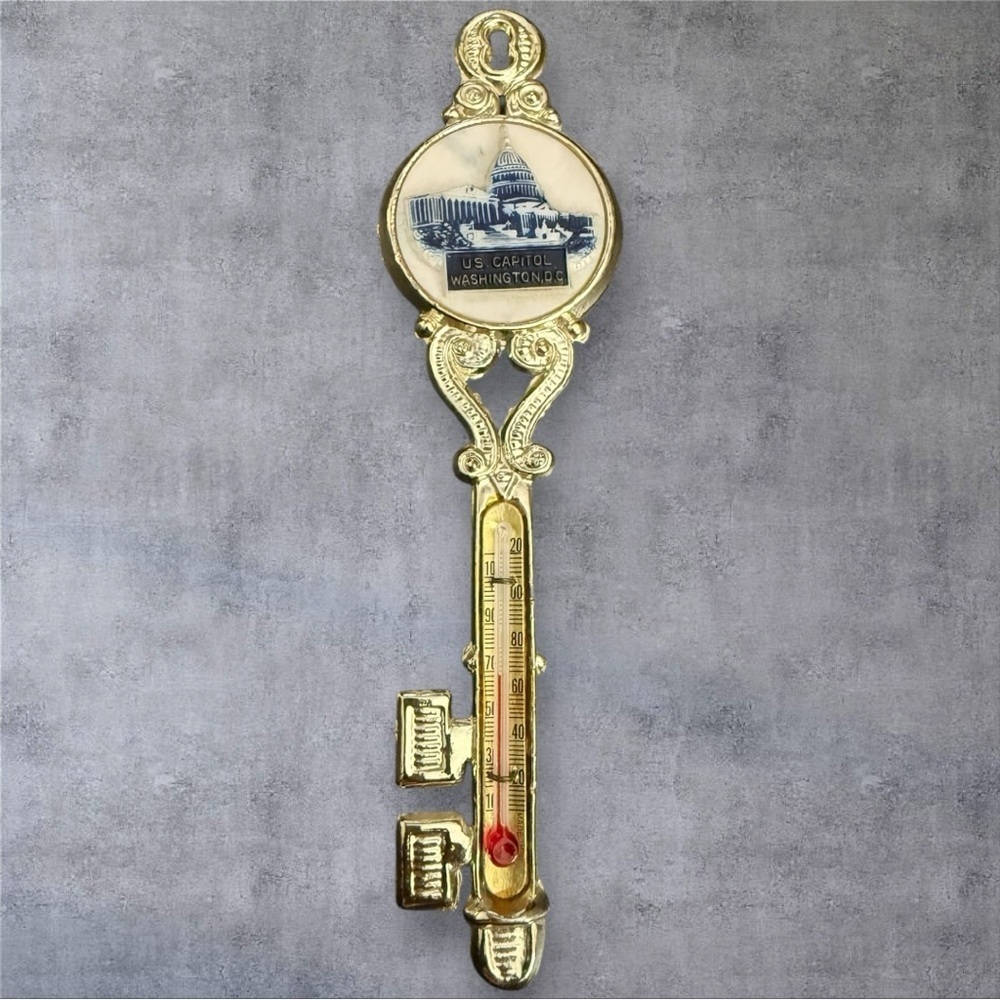 Vintage 1959 souvenir thermometer designed to look like a decorative key